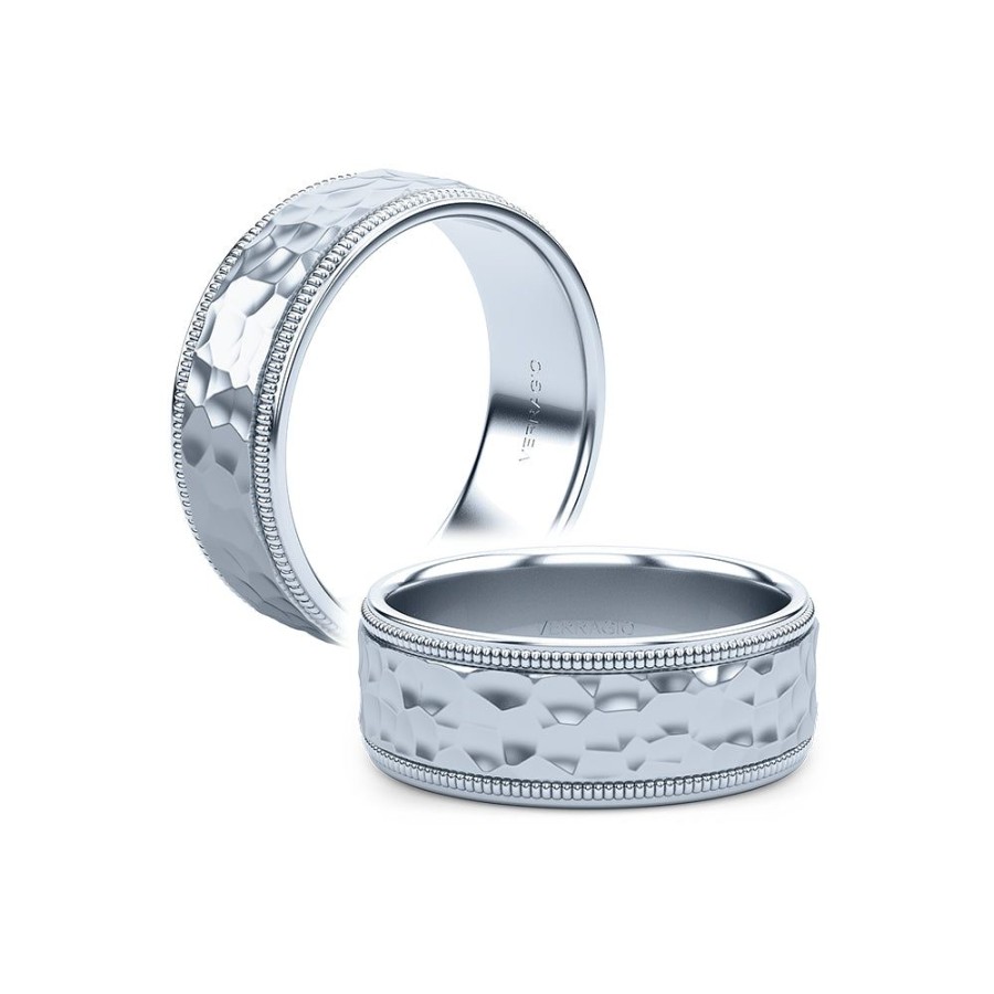 Jewelry Verragio | Verragio Men'S 14K 8Mm Hammered Wedding Band