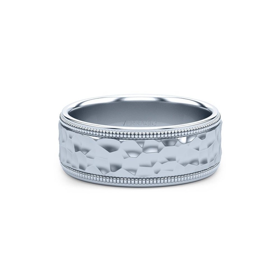 Jewelry Verragio | Verragio Men'S 14K 8Mm Hammered Wedding Band