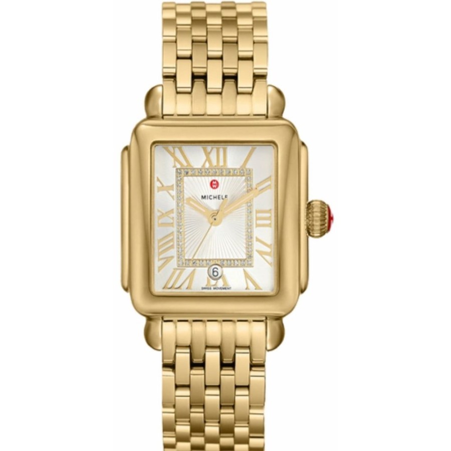 Timepieces Michele | Michele Deco Madison Gold Diamond Dial Watch