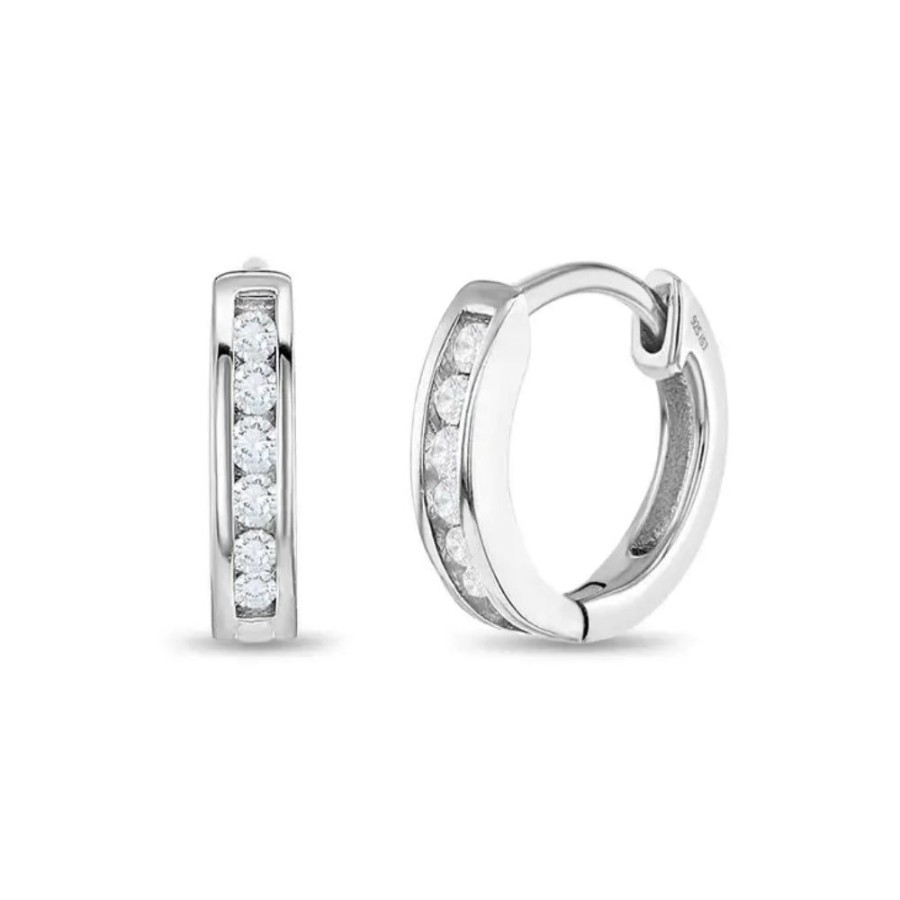 Jewelry Smyth Jewelers | Children'S Sterling Silver Cz Huggie Hoop Earrings