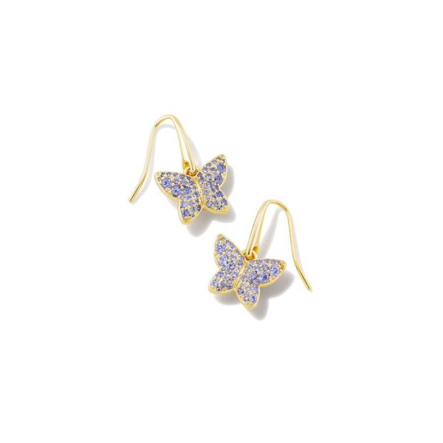 Jewelry Kendra Scott | Kendra Scott Lillia Butterfly Gold Drop Earrings In Crystal