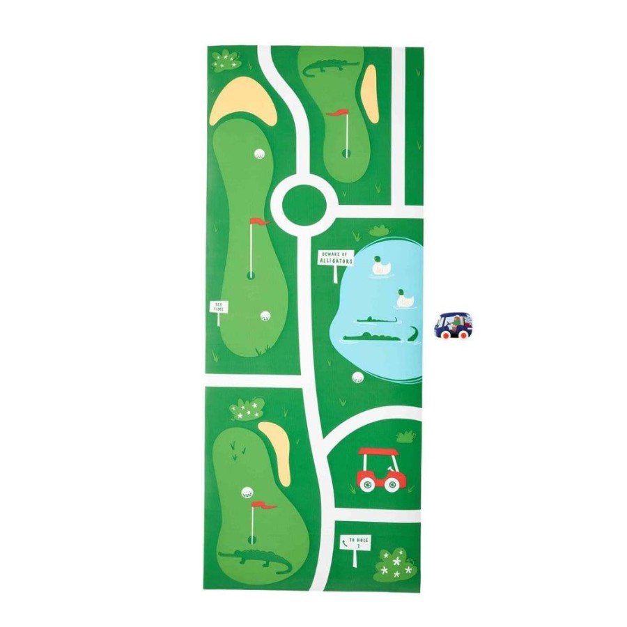 Gifts Mud Pie | Mud Pie Golf Course Mat & Pull-Back Toy Cart Set