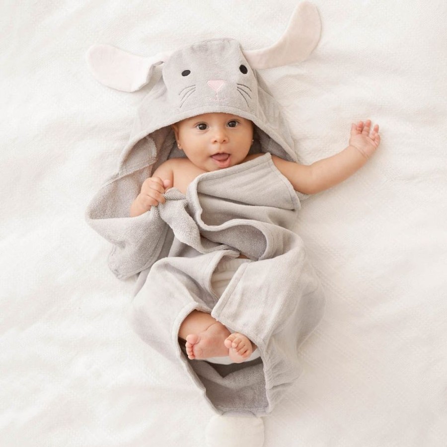 Gifts Elegant Baby | Elegant Baby Bath Wrap Gray Bunny