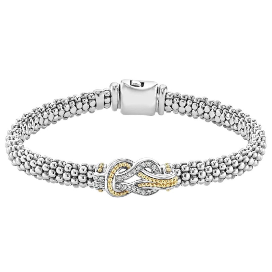 Jewelry Lagos | Lagos Two-Tone Knot Diamond Caviar Bracelet 6Mm