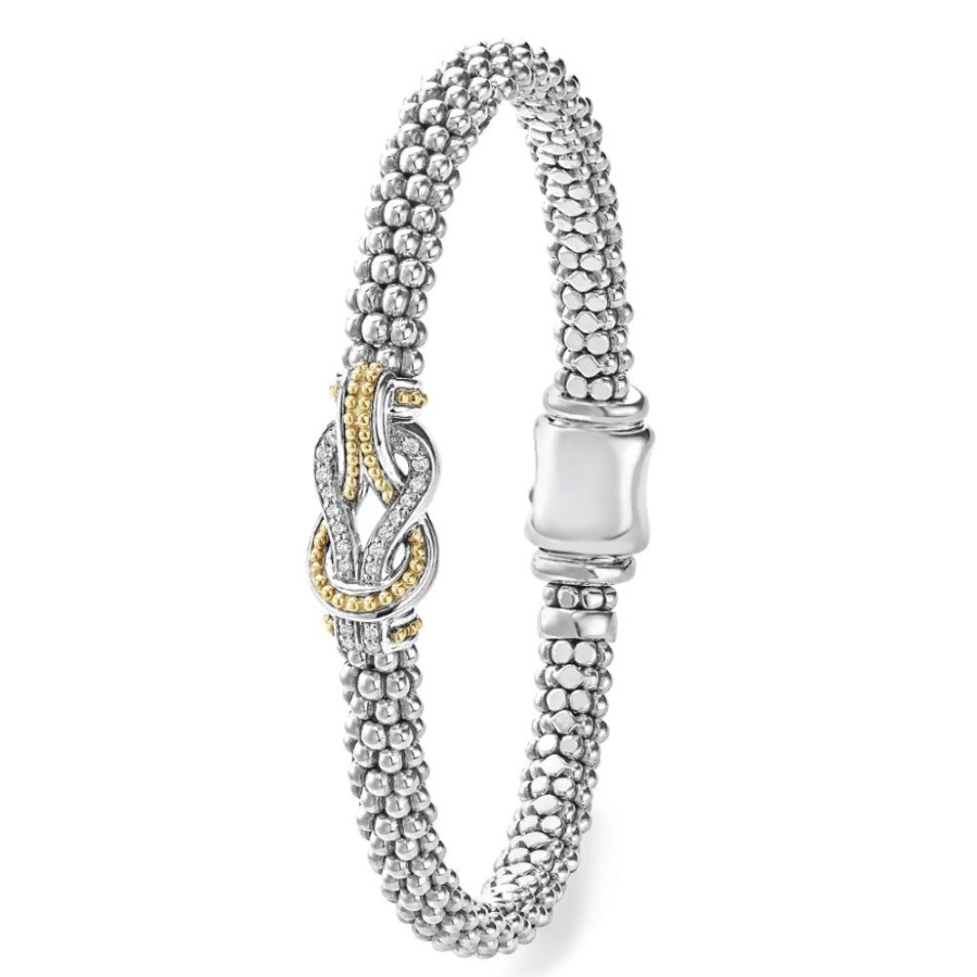 Jewelry Lagos | Lagos Two-Tone Knot Diamond Caviar Bracelet 6Mm