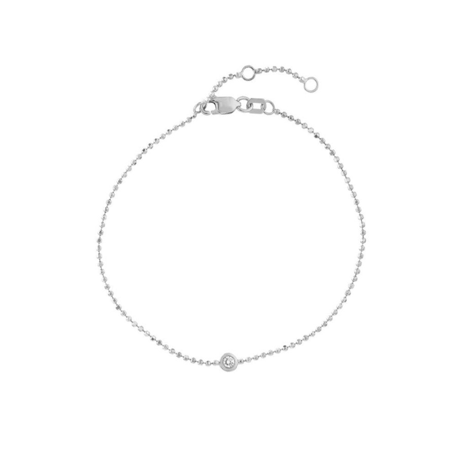 Jewelry Smyth Jewelers | 14K Gold Beaded Chain Bracelet With Diamond