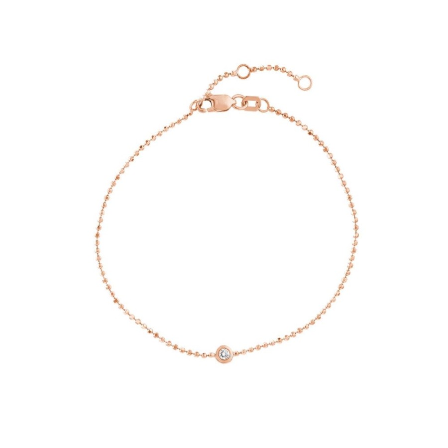 Jewelry Smyth Jewelers | 14K Gold Beaded Chain Bracelet With Diamond