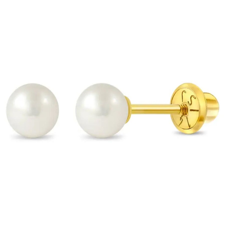 Jewelry Smyth Jewelers | 14K Classic Cultured Pearl Children'S Earrings- 4.0-4.5Mm