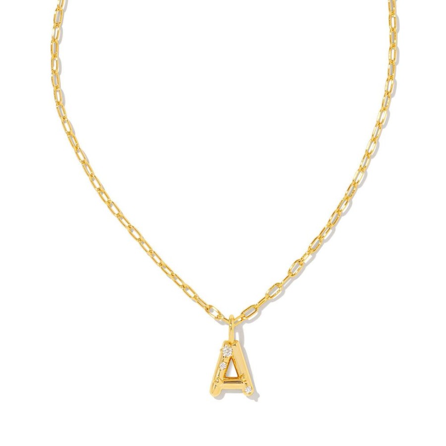 Jewelry Kendra Scott | Kendra Scott Crystal Letter Short Gold Pendant Necklace