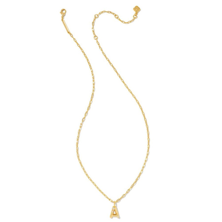 Jewelry Kendra Scott | Kendra Scott Crystal Letter Short Gold Pendant Necklace