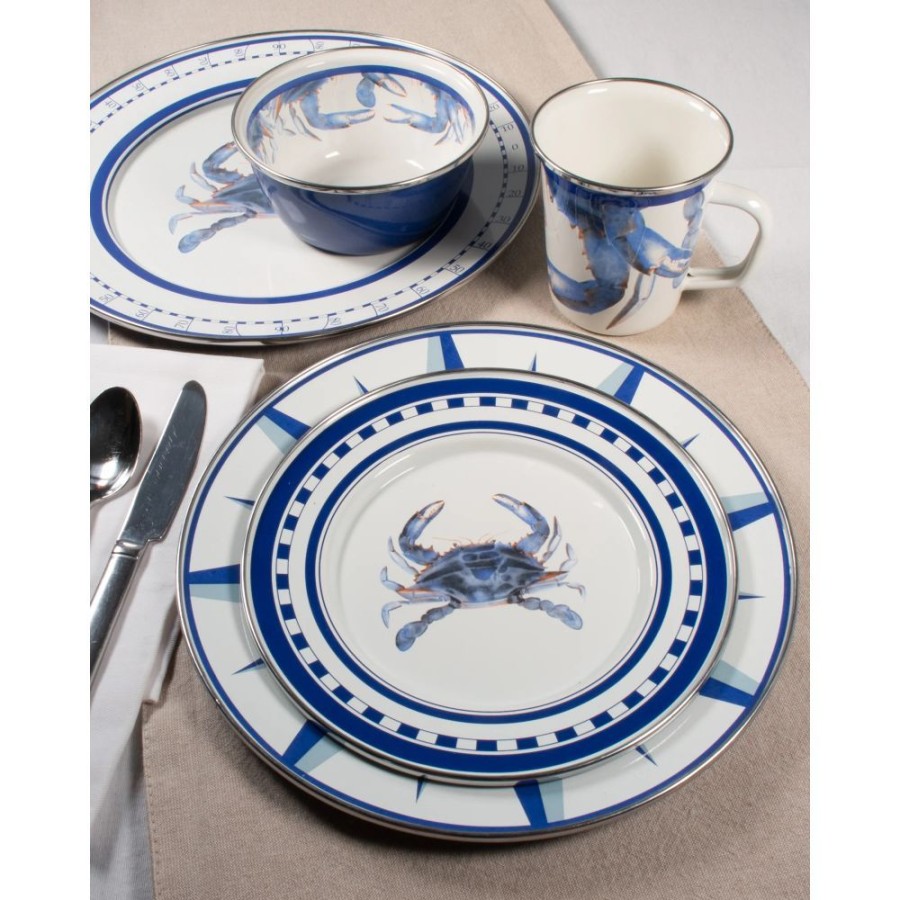 Gifts Golden Rabbit | Golden Rabbit Blue Crab Oval Platter