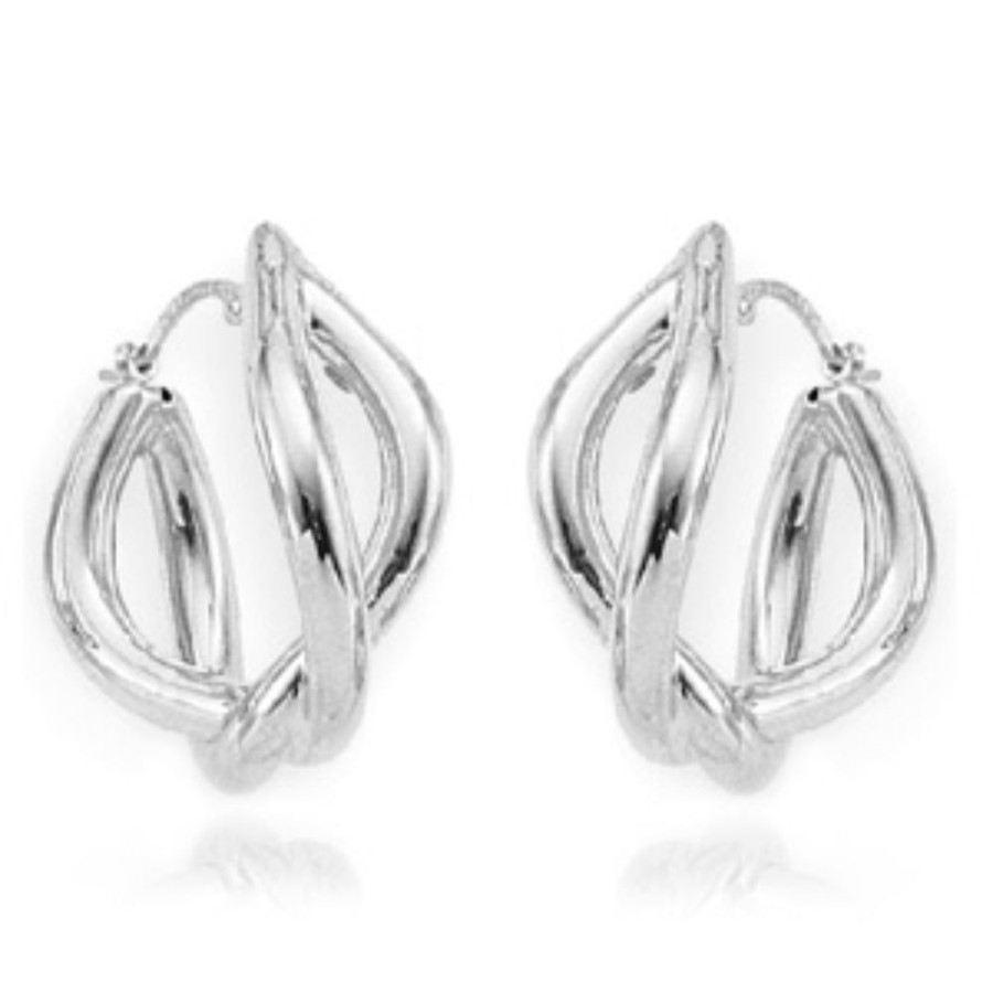 Jewelry Smyth Jewelers | Sterling Silver Banded Twist Hoop Earrings