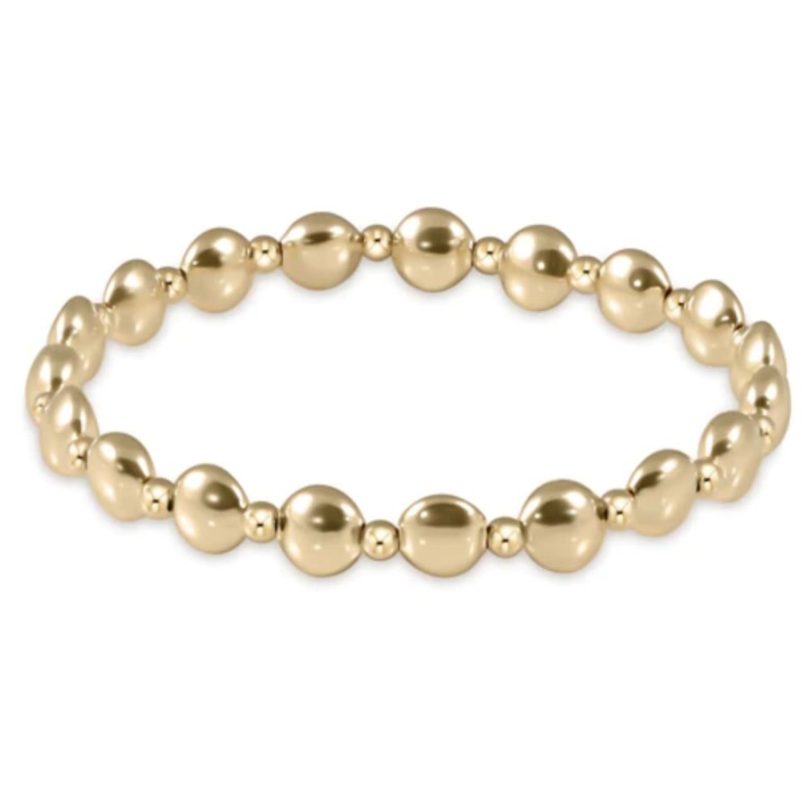 Jewelry enewton | Enewton Honesty Gold Grateful Pattern 6Mm Bead Bracelet