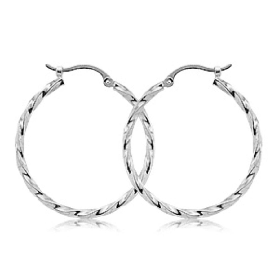 Jewelry Smyth Jewelers | 14K White Gold Twisted Hoop Earrings