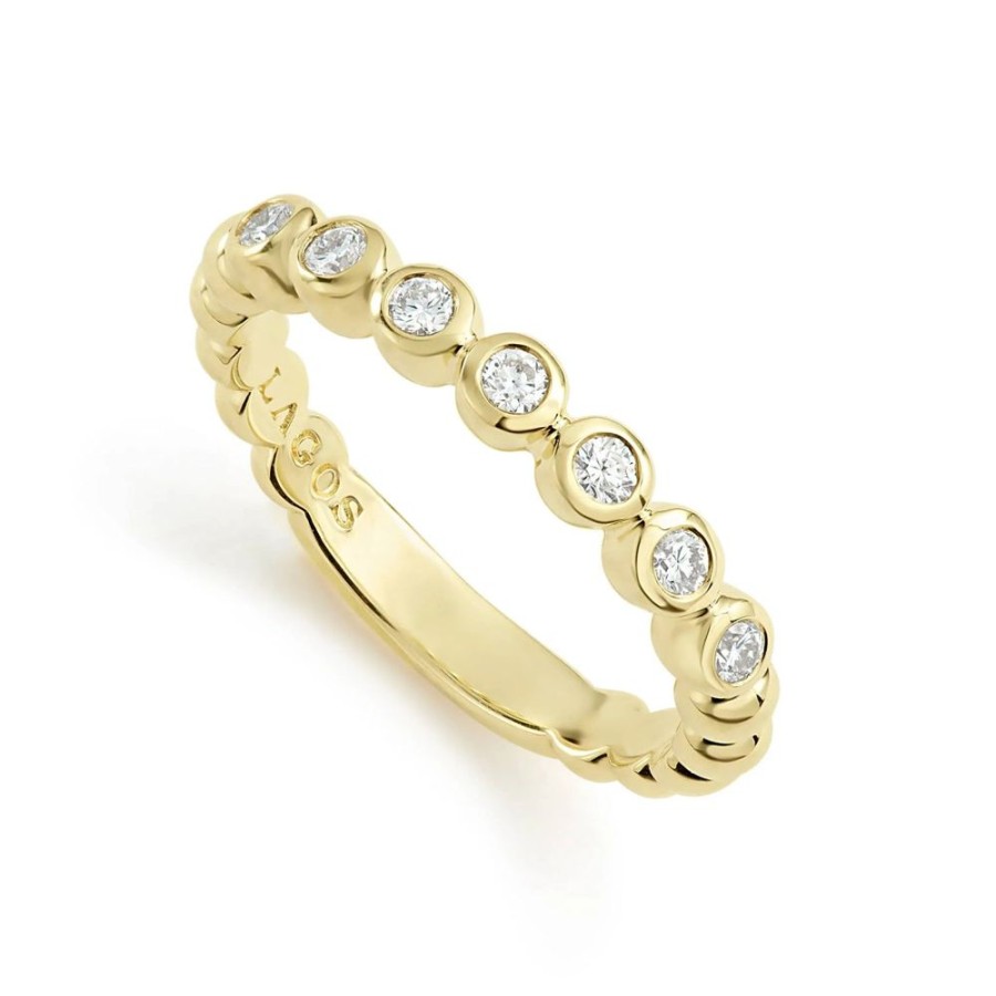 Jewelry Lagos | 18Y Caviar Gold And Diamond Stacking Ring