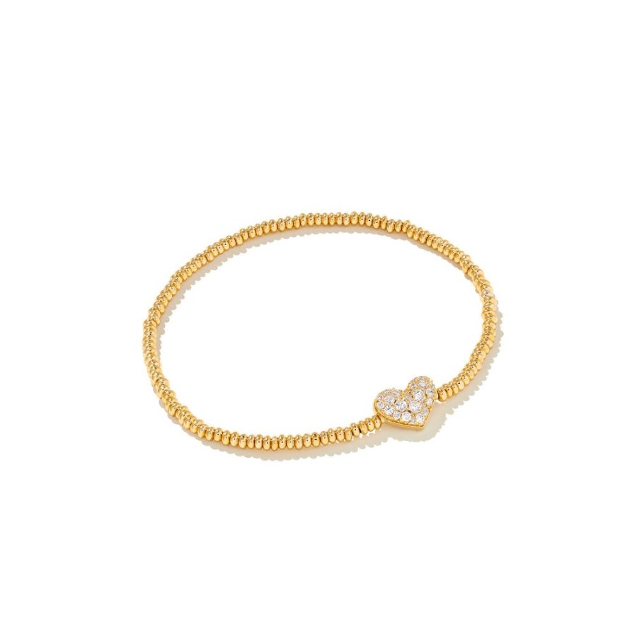 Jewelry Kendra Scott | Kendra Scott Ari Pave Heart Stretch Bracelet In White Crystal