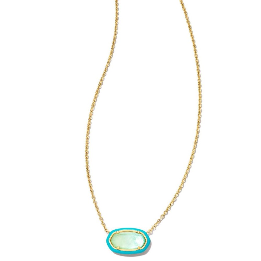 Jewelry Kendra Scott | Kendra Scott Elisa Enamel Frame Gold Short Pendant Necklace