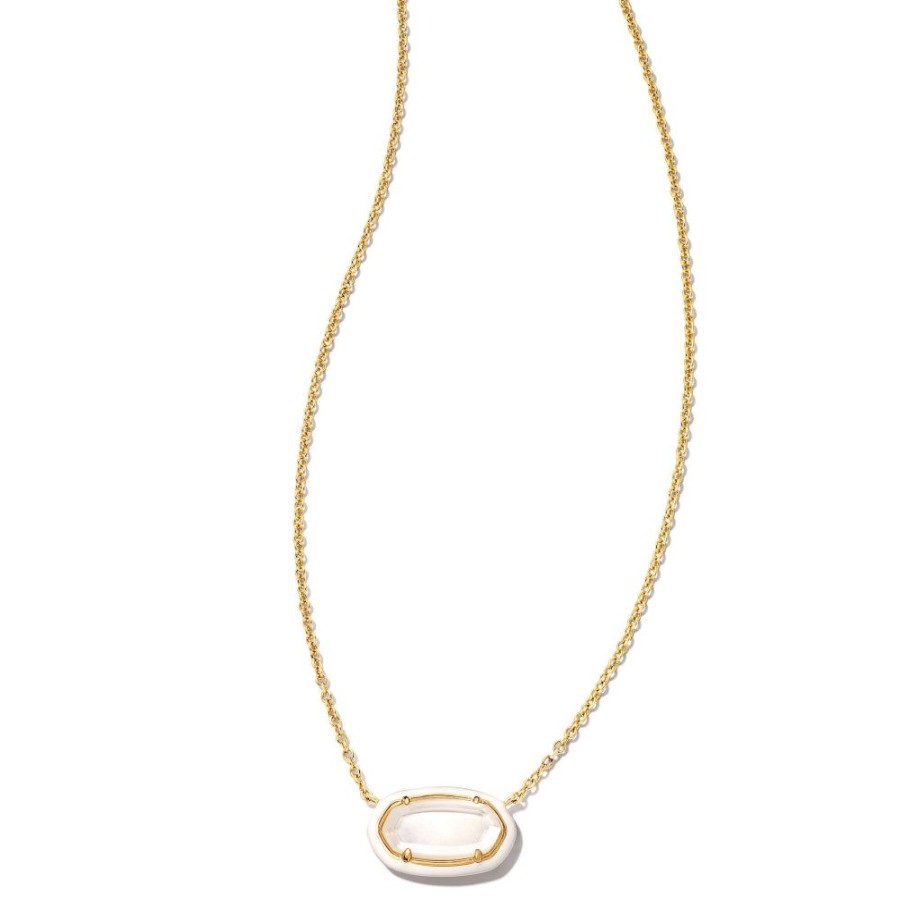 Jewelry Kendra Scott | Kendra Scott Elisa Enamel Frame Gold Short Pendant Necklace