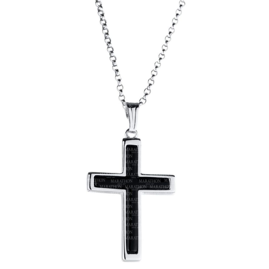 Jewelry Smyth Jewelers | Sterling Silver & Onyx Cross Pendant Necklace