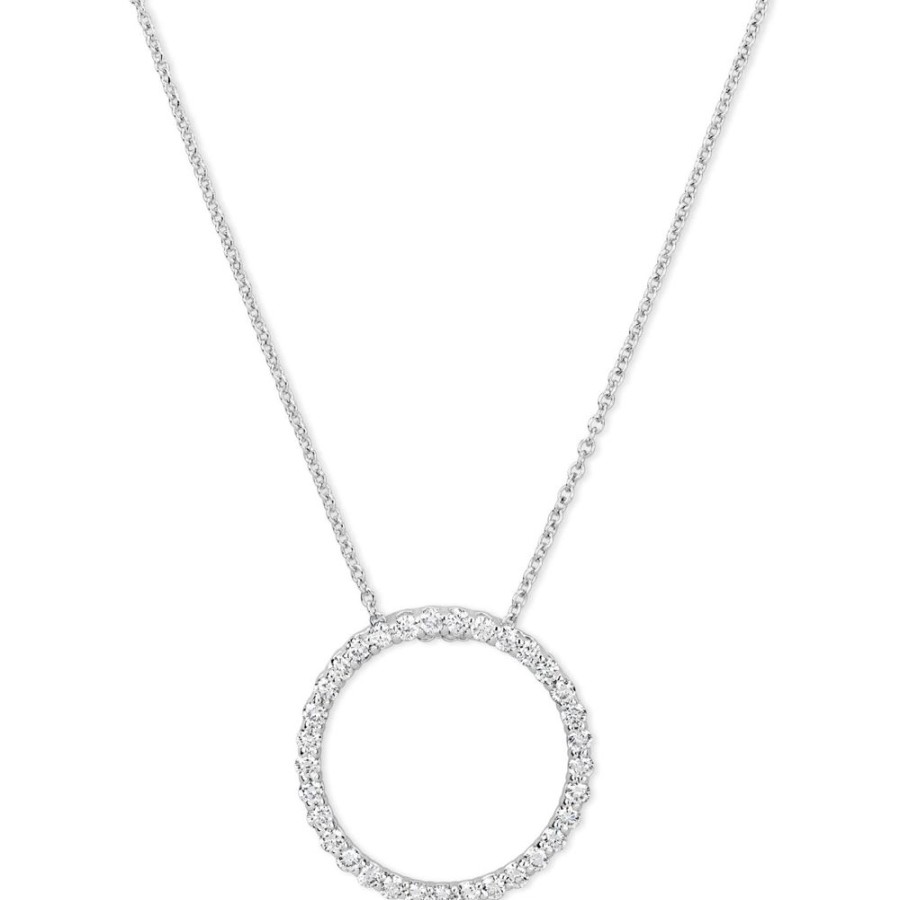 Jewelry Smyth Jewelers | 14K White Gold Diamond Open Circle Pendant Necklace