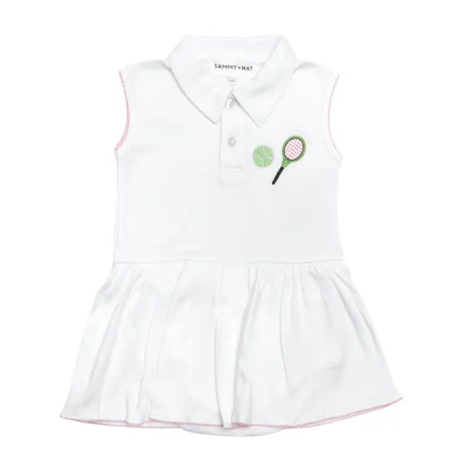 Gifts Smyth Jewelers | Tennis Embroidered Polo Riley Romper In Pink