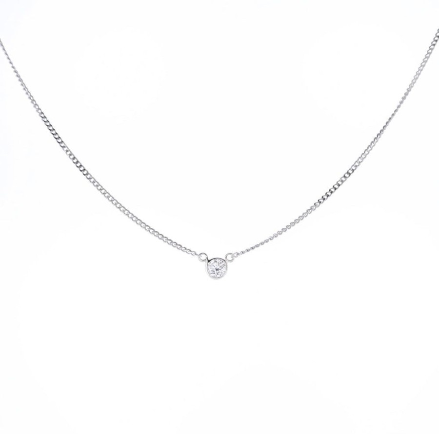 Jewelry Smyth Jewelers | Smyth Jewelers Sterling Silver Round Solitaire Bezel Pendant - 0.09-0.