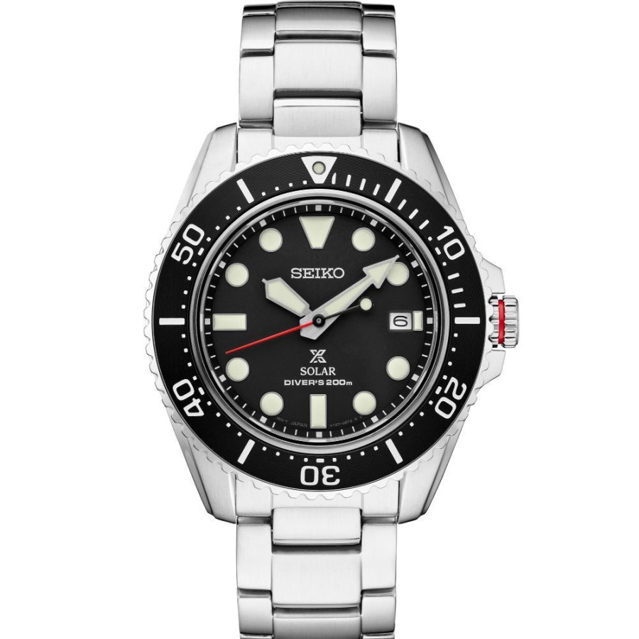 Timepieces Seiko | Seiko Prospex Solar Diver'S Black Dial Watch