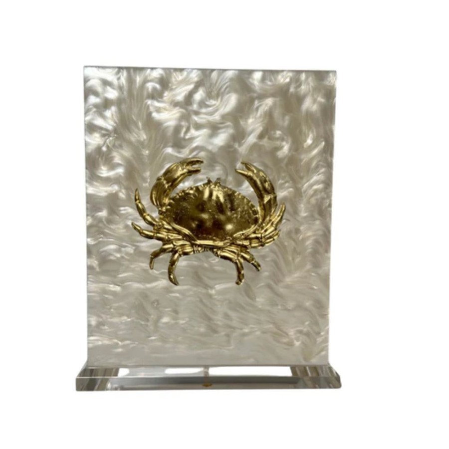 Gifts Southern Tribute | Crab Boutique Tissue Box - Pearl