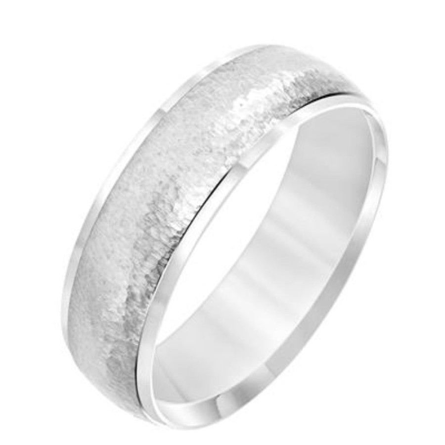 Jewelry Frederick Goldman | Men'S 7Mm Hammered Wedding Band