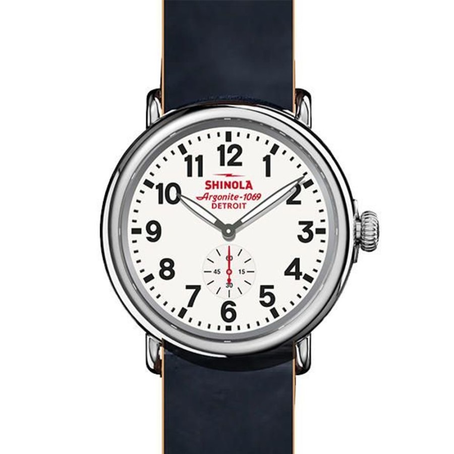 Gifts Shinola | Shinola The Runwell 47Mm White Dial Blue Leather Strap Quartz