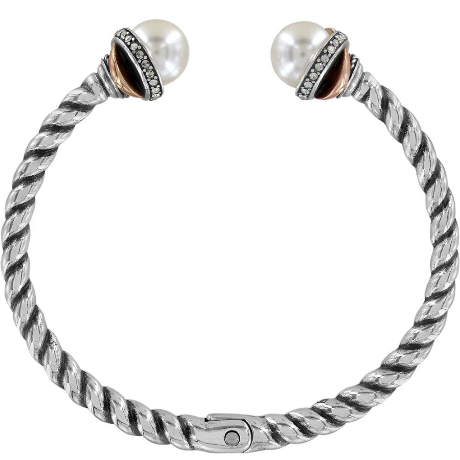 Jewelry Brighton | Brighton Neptune'S Rings Pearl Open Hinged Bangle