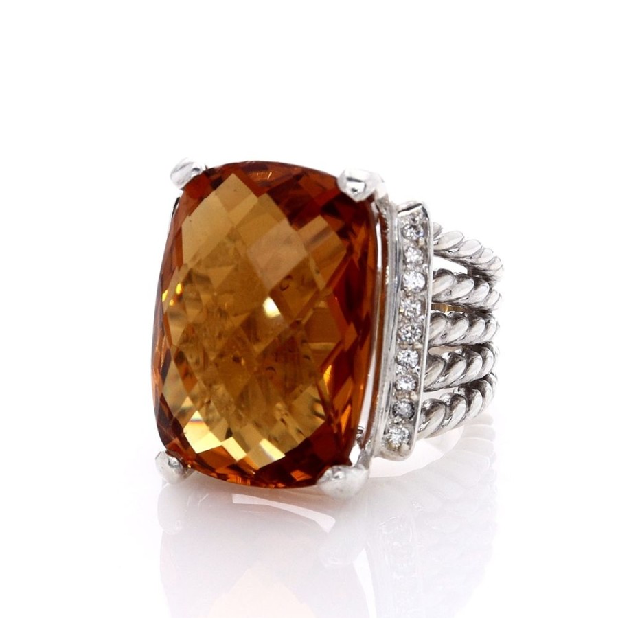 Jewelry Smyth Jewelers | Estate David Yurman Ring With Citrine And Diamonds In Sterling Silver