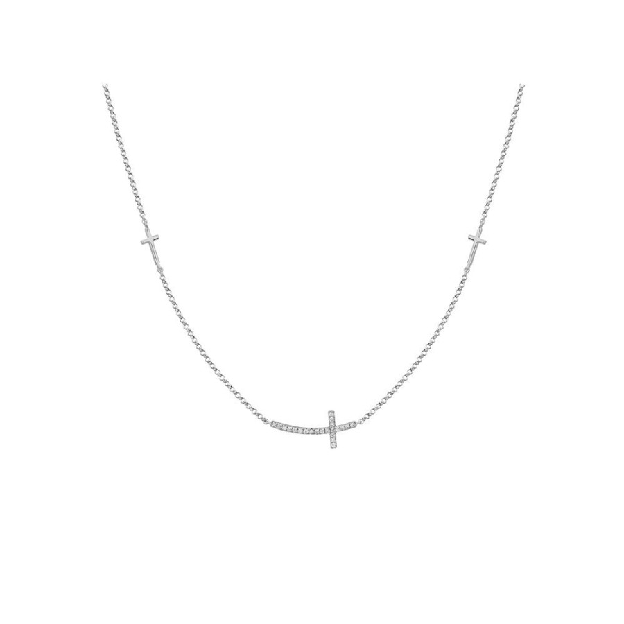 Jewelry Smyth Jewelers | 14K Sideways Diamond Cross Necklace