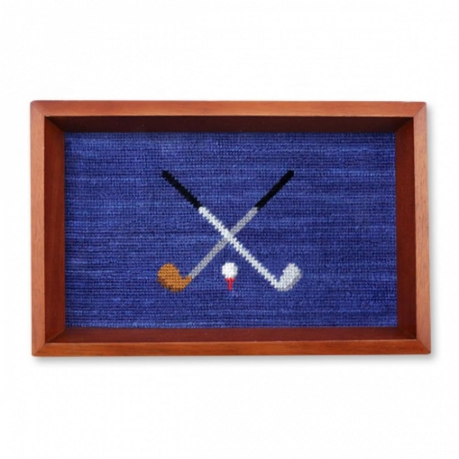 Gifts Smathers u0026 Branson | Smathers & Branson Crossed Clubs Needlepoint Valet Tray