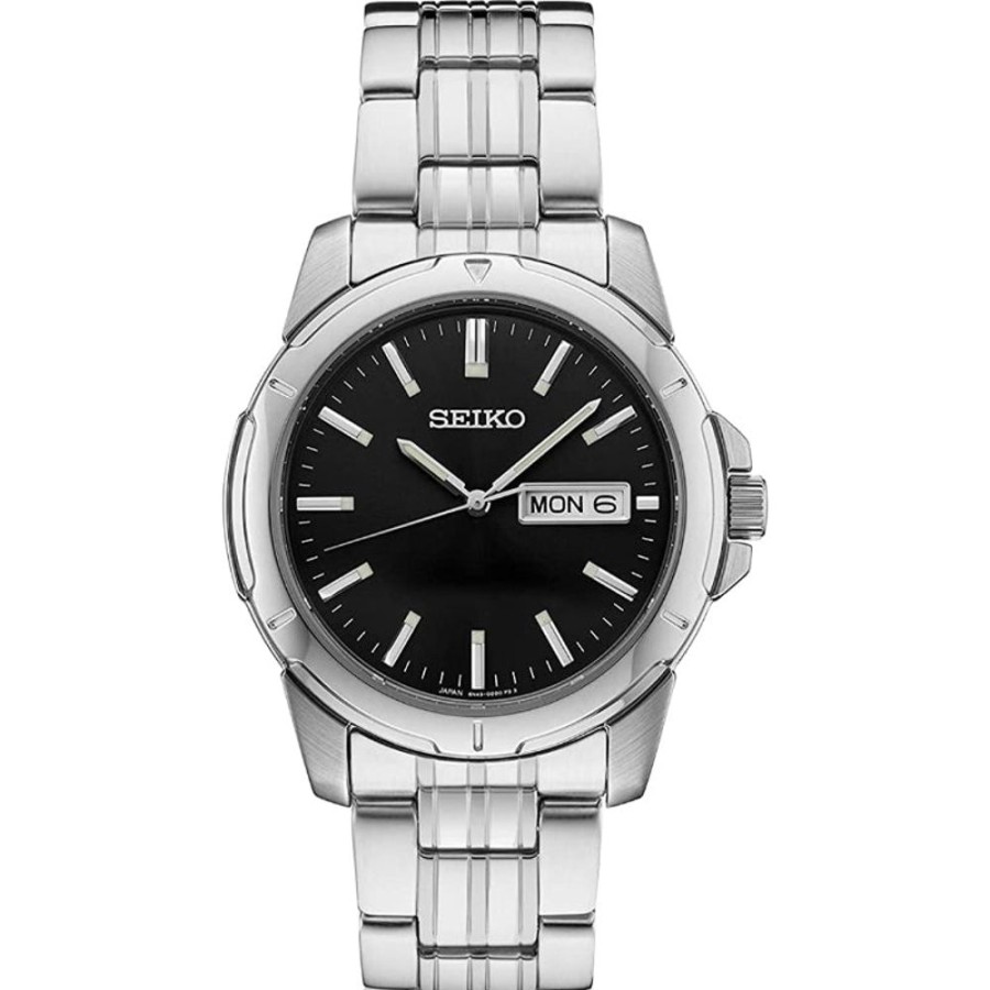 Gifts Seiko | Seiko Essentials Collection Black Dial With Day Date Quartz Sur355