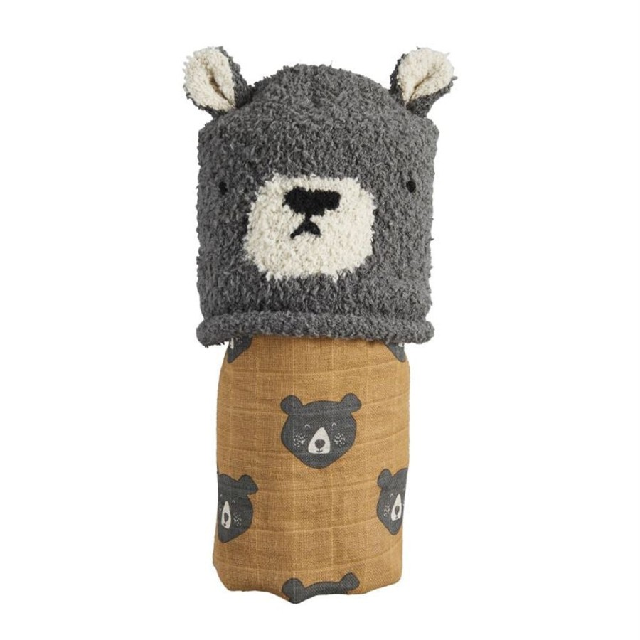 Gifts Mud Pie | Mud Pie Bear Swaddle & Hat Set