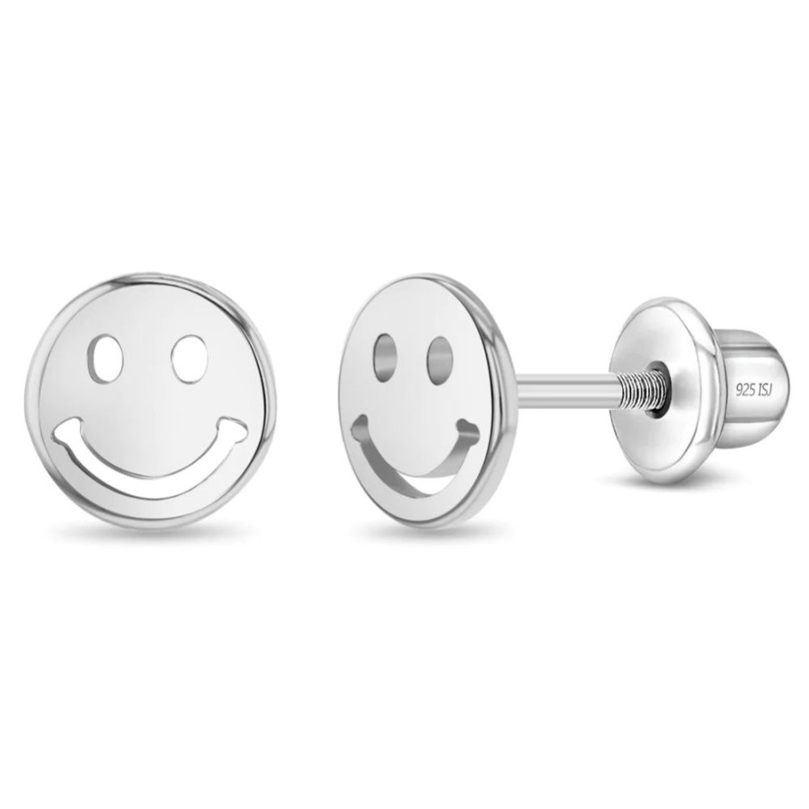 Gifts Smyth Jewelers | Polished Smiley Face Girls Earrings