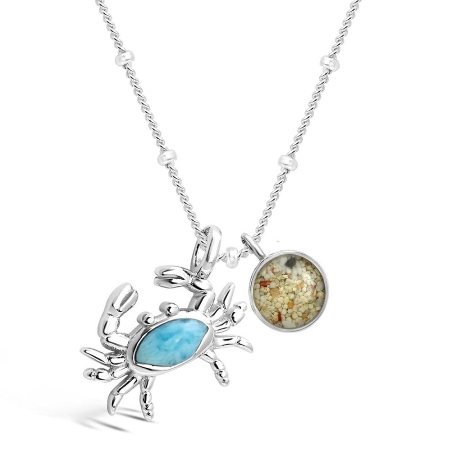 Gifts Dune Jewelry | Dune Jewelry Sterling Silver Larimar Crab And Beach Sand Necklace