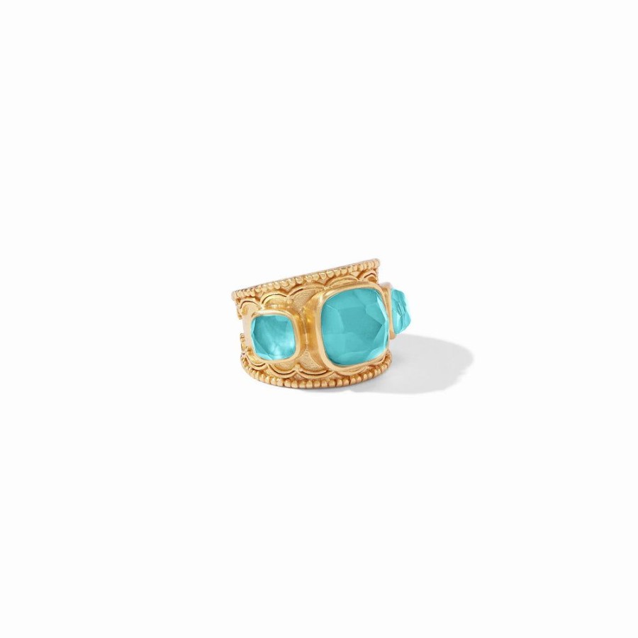 Jewelry Julie Vos | Julie Vos Trieste Statement Ring Gold Iridescent Bahamian Blue - Size