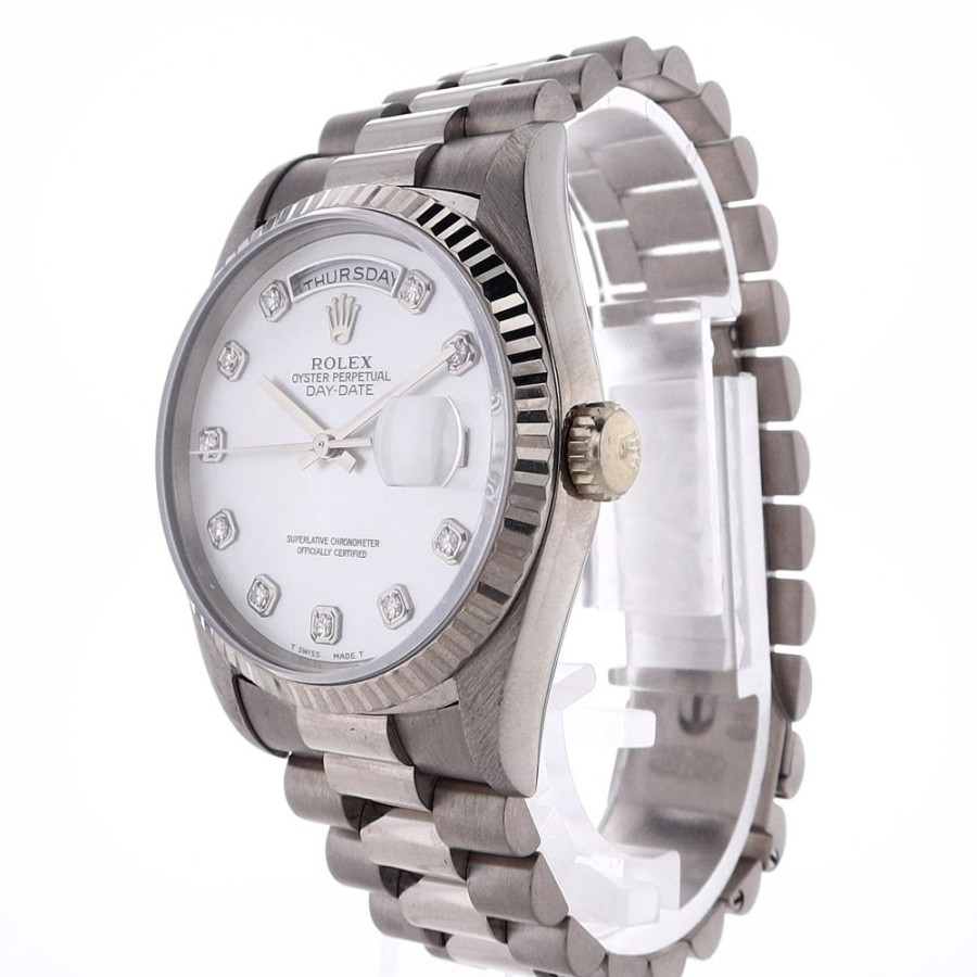 Timepieces Smyth Jewelers | Estate Rolex Day-Date With Mother Of Pearl Diamond Dial In 18K White G