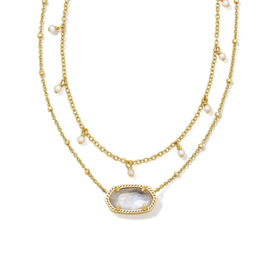 Jewelry Kendra Scott | Kendra Scott Elisa Pearl Gold Multi Strand Necklace In Ivory Mother-Of