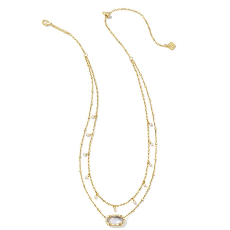 Jewelry Kendra Scott | Kendra Scott Elisa Pearl Gold Multi Strand Necklace In Ivory Mother-Of