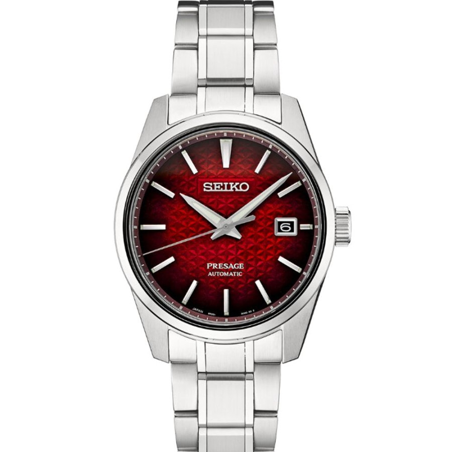 Gifts Seiko | Seiko Presage Sharp-Edge Series 30Mm Automatic, Red Dial