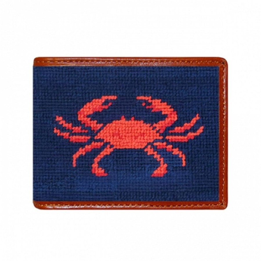 Gifts Smathers u0026 Branson | Smathers & Branson Coral Crab Needlepoint Bi-Fold Wallet