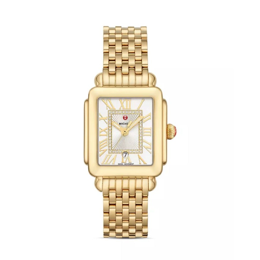 Timepieces Michele | Michele Deco Madison Mid 18K Gold Diamond Watch