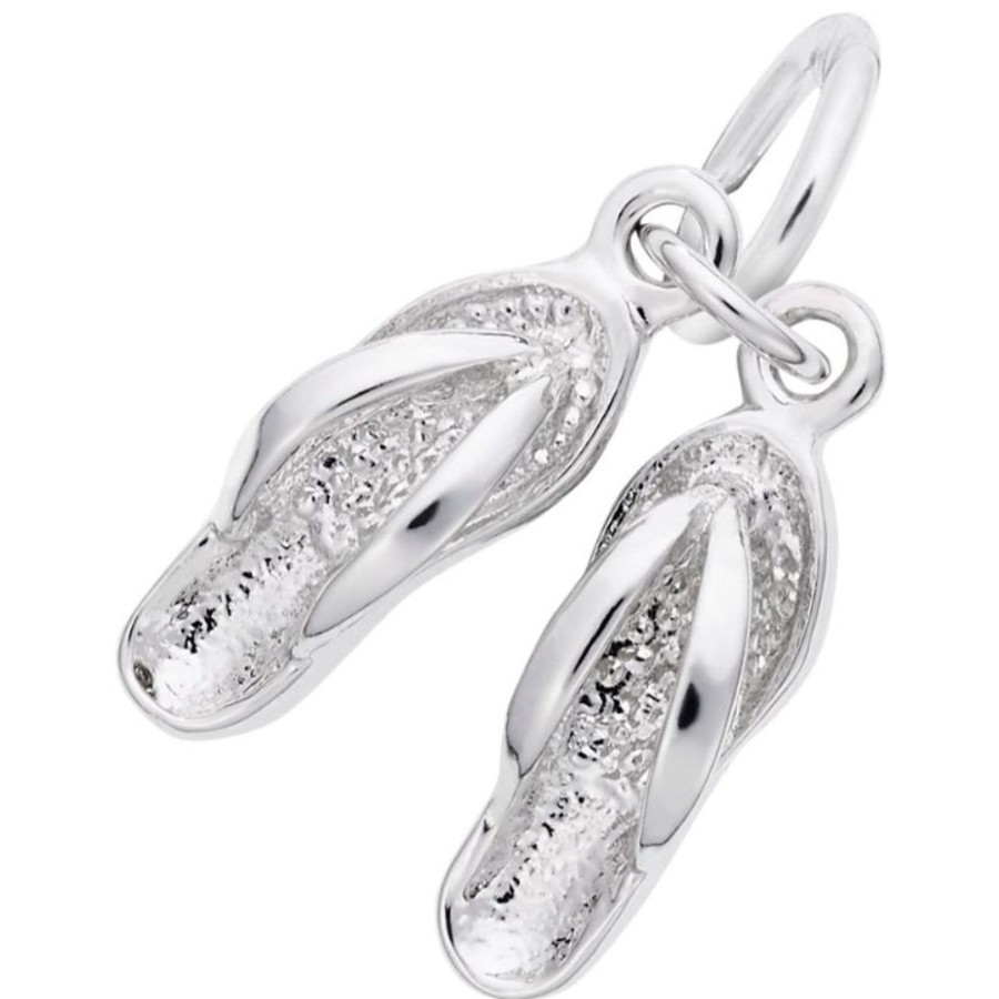 Jewelry Rembrandt | Sterling Silver Pair Of Flip Flops Accent Charm