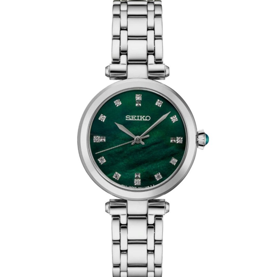 Timepieces Seiko | Seiko Diamond Collection Green Mother Of Pearl Dial Stainless Quartz