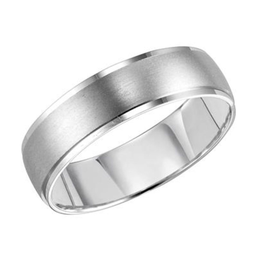 Jewelry Frederick Goldman | Men'S 5Mm Platinum Carved Brush Center Wedding Band