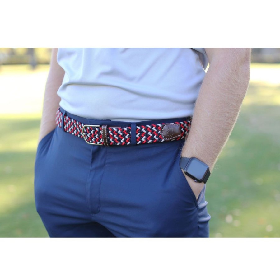 Gifts Roostas | Roostas The Oxford Tri-Color Woven Stretch Belt