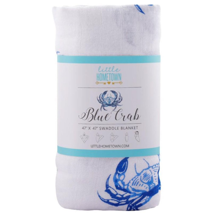 Gifts Little Hometown | Little Hometown Blue Crab Muslin Swaddle Blanket